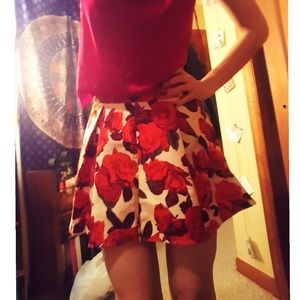 Forever 21 floral pleated mini skirt
